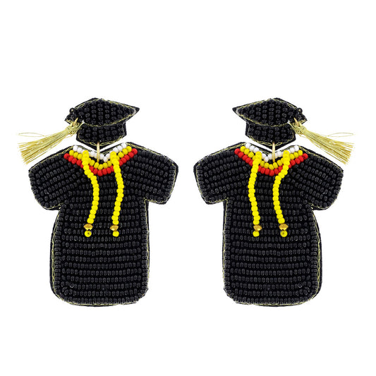 Graduation Cap Gown Beaded Earrings
