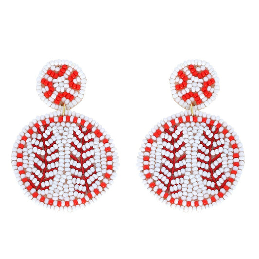 Baseball Sports Theme Bead Ball Earrings