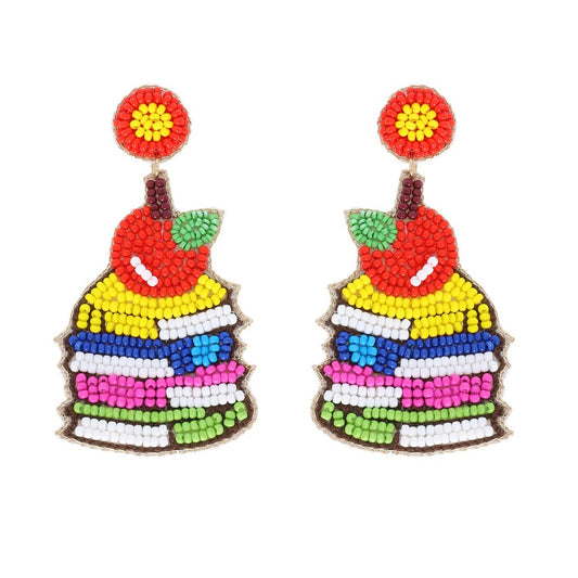 Teacher School Books Beaded Earrings