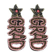 Graduation Pink GRAD Seed Beaded Earrings