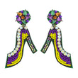 Mardi Gras Pumps Heels Shoes Beaded Earrings