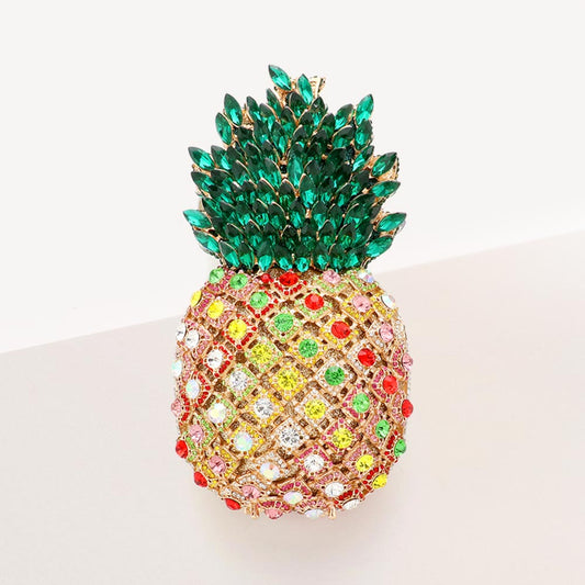 Austrian Crystal Rhinestone Embellished Pineapple Evening Bag