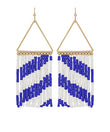 Blue White Football Team Colors Triangle Beaded Earrings