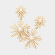 Sunburst CZ Pearl Accent Drop Earrings