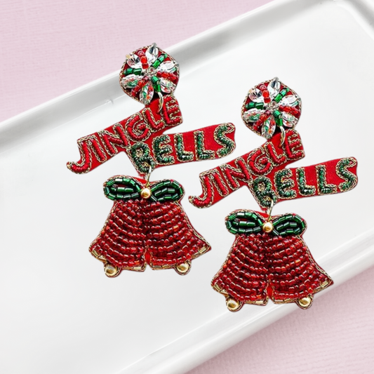 Bells Are Jingling Christmas Seed Beaded Earrings