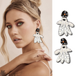 Here For The Boos Beaded Pearl Ghost Halloween Earrings