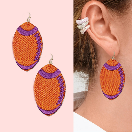 Embroidered Clemson Football Earrings
