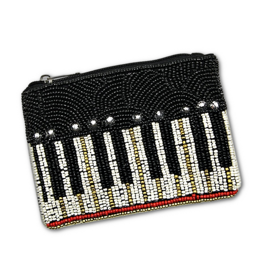 Piano Player Beaded Coin Storage Pouch