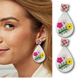Flower Garden Crystal Seed Beaded Teardrop Earrings