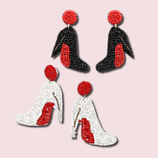Stiletto Heels Seed Beaded Fashion Earrings