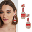 Vodka Bottle Crystal Glass Seed Beaded Earrings