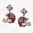 Mississippi State Bulldogs Leather Glitter Football Team Helmet Earrings