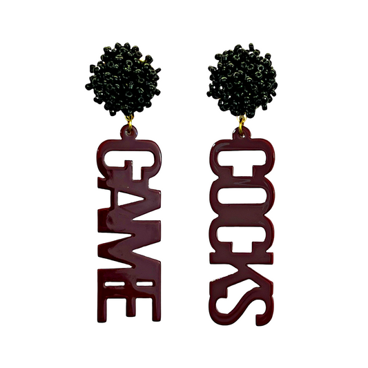 USC Gamecocks Seed Beaded Football Team Word Earrings