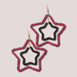 Raffia Double Star Football Team Colors Garnet Black Earrings