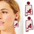 University Alabama Football Beaded STATE Logo Earrings