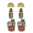 3 PC SET Spicy Bloody Mary Cocktail Beaded Stud Earrings