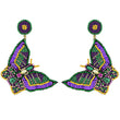 Mardi Gras Butterfly Beaded Earrings
