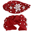 Crimson Red White Alabama Star Football Fan Beaded Headband