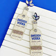 Iconic Swedish Vodka Brand Bottle Leather Glitter Earrings
