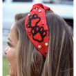 Red Black Beaded Paw Print Football Georgia Colors Headband