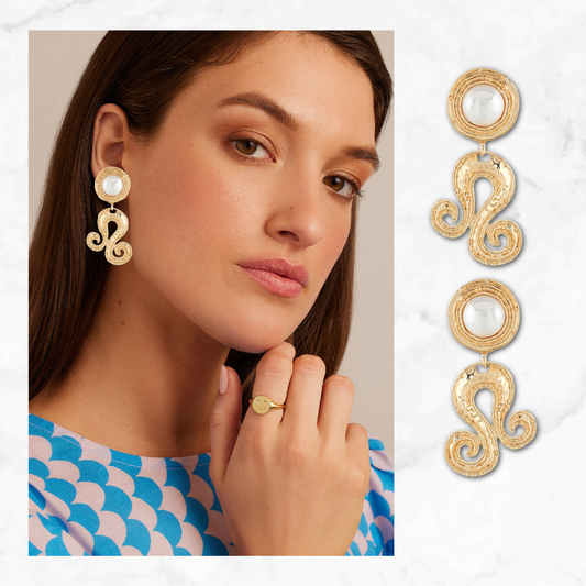 Hannah Pearl Accent Gold Dipped Statement Earrings