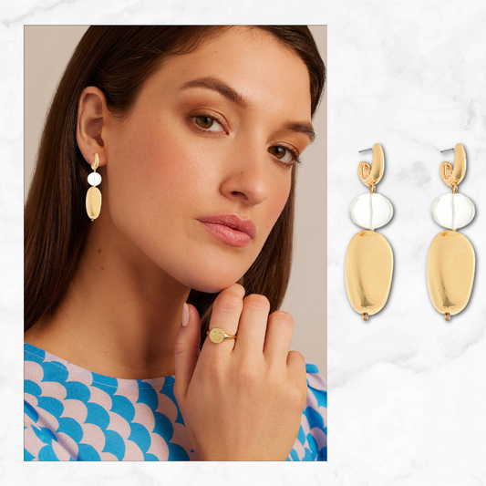 Gia Gold Dipped Beaded Huggie Hoop Earrings