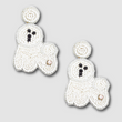 White Pink Bichon Frise Dog Breed Beaded Earrings