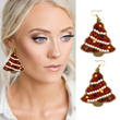 Tinsel Time Christmas Pearl & Seed Bead Red Tree Earrings
