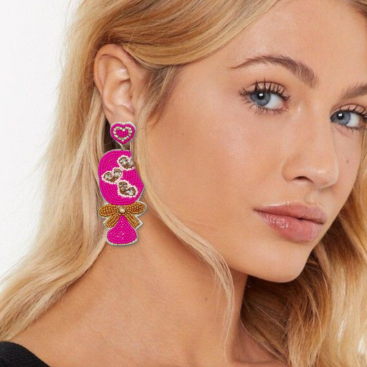 Toast To Love Champagne Flute Crystal Beaded Earrings
