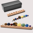 Solar System 9 Planets Natural Gemstones in Wooden Stand