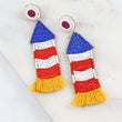 Patriotic 4th of July Firecracker Rocket Beaded Earrings