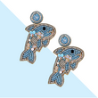 Seed Beaded Rhinestone Blue Dolphin Earrings