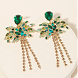 Rhinestone Crystal Fringe Resort Palm Tree Earrings