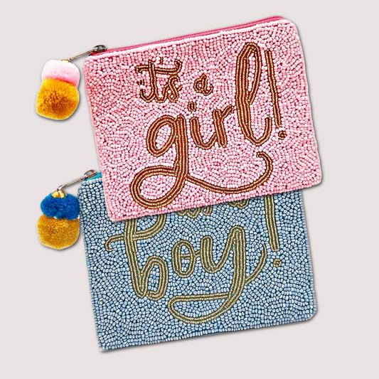 NEW BABY Boy or Girl Beaded Storage Money Coin Pouch