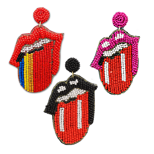 Just A Rolling Stone Rainbow Tongue Beaded Earrings