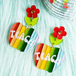 Rainbow Apple Teacher School Theme Floral Earrings