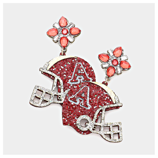 Crystal Top Alabama College Football Helmet Glitter Gem Earrings