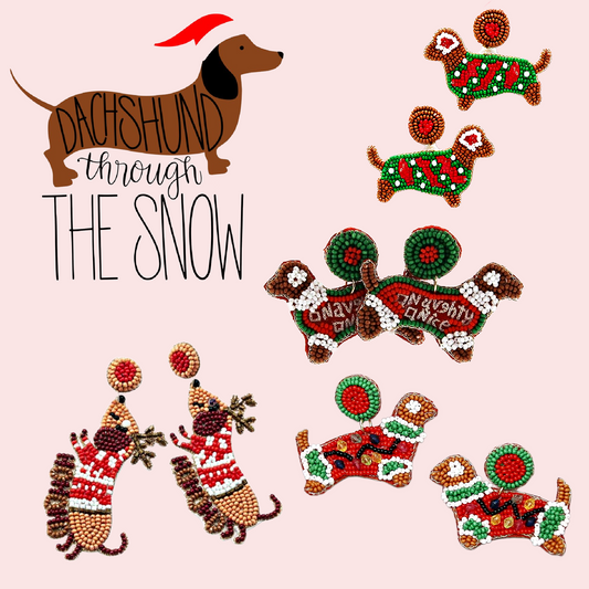 Christmas Dachshund Dog Breed Animal Pet Beaded Earrings
