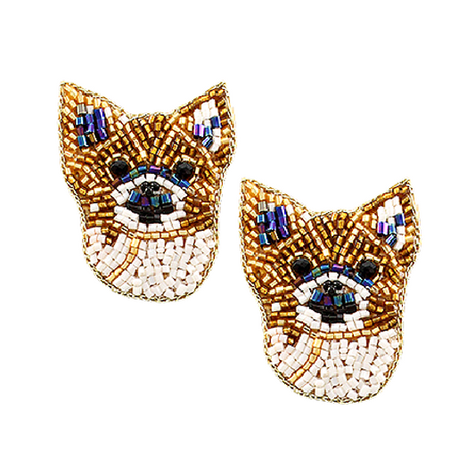 Chihuahua Dog Breed Puppy Pets Seed Beaded Earrings