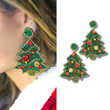 Crystal Gem Christmas Tree Seed Beaded Earrings