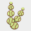 Softball Seed Beaded Rhinestone 3-Tier Dangle Earrings