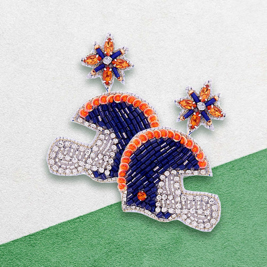 Auburn AU Football Team Beaded Crystal Helmet Earrings