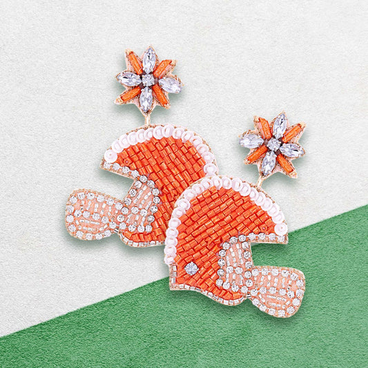 Tennessee Vols Team Colors Beaded Crystal Helmet Earrings