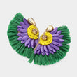 Mardi Gras Rhinestone Raffia Angel Wing Earrings