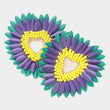 Mardi Gras Seed Beaded Feather Heart Earrings