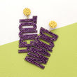 Purple Yellow Football Team Colors TOUCH DOWN Beaded Earrings