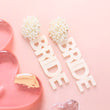 Bride Top Beaded White Dangle Earrings