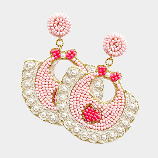 Pink GIRL Blue BABY BOY Bib Beaded Earrings