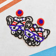 Patriotic Bulldog Dog American USA Beaded Earrings