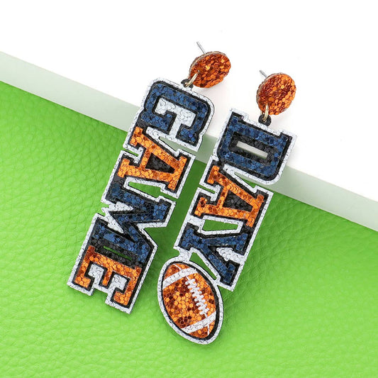 Auburn University AU Tigers Glitter Game Day Football Earrings